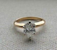 14K Yellow Gold Oval Cut Natural Diamond Engagement Ring 0.85 CT   Size 4.75