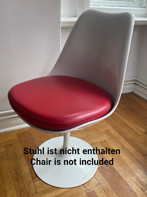 2 x Sitzpolster Polster Kissen für Knoll TULIP CHAIR Stuhl Saarinen   Rot Leder