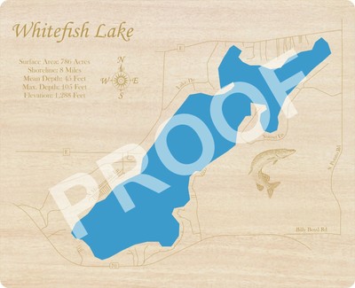 Whitefish Lake, WI - Laser Cut Wood Map | Wall Art | Made to Order
