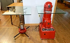 Pair of Glass Top Tables for The Man Cave - made from Vintage Lincoln Welder
