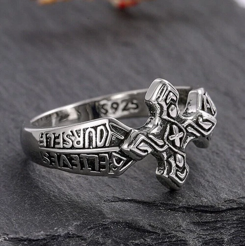 Men Celtic Authentic Vintage Style Ring Silver Plated Ring Husband Valentine Gif