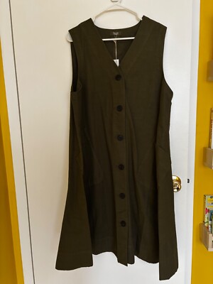 Toast Buttoned A Line Organic Cotton Dress | Artichoke | XL