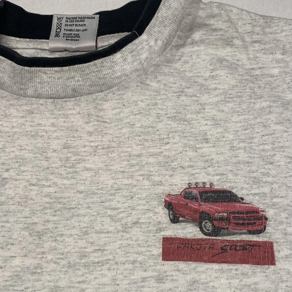 Camisa deportiva Dodge Dakota con estampado gráfico para hombre XL manga doble cuello gris doble Foto 3 de 4