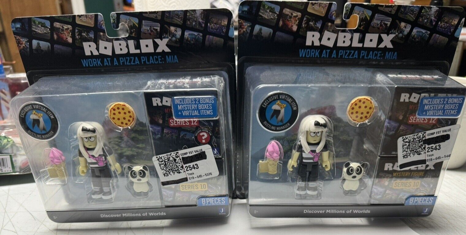 2 ROBLOX Action Figs WORK PIZZA PLACE MIA Series 10 & 12 Mystery Box 3 Virtual