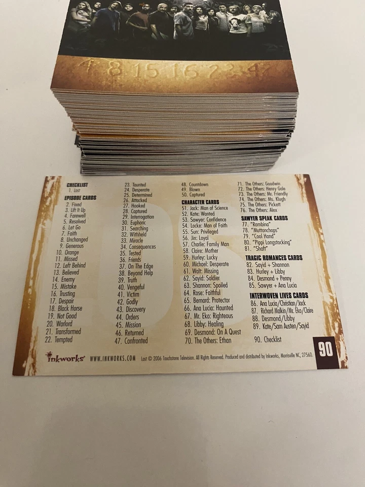 LOST SEASON 2 INKWORKS COMPLETE BASIC TRADING CARD SET 1-90 2006 - Image 4 of 4