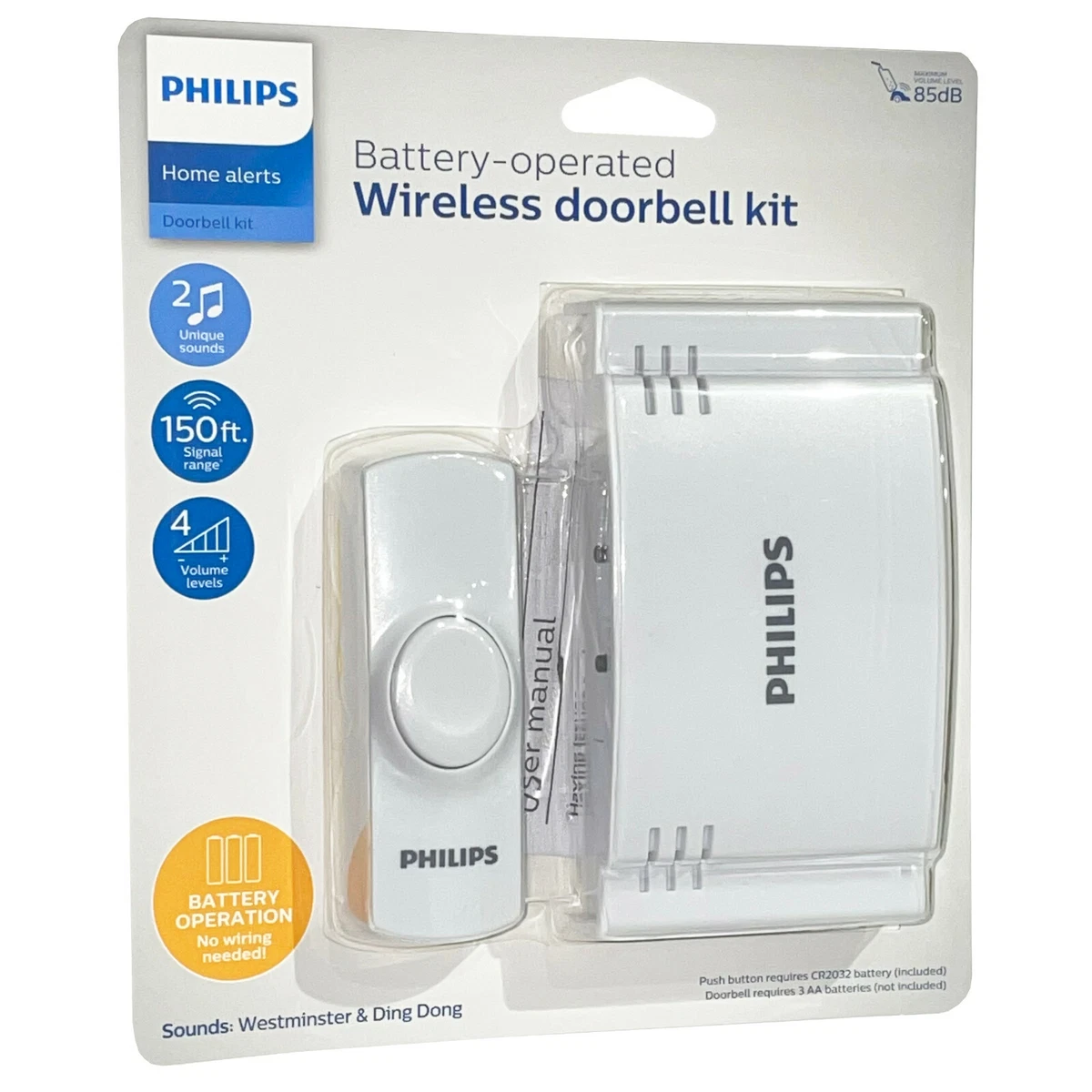 Philips Plugin 2Melody Doorbell Kit, White, DES2120W/27, 45 OFF