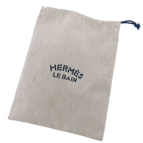 HERMES LE BAIN Used HandBag Pouch Ivory Blue Canvas #AH148 W - Picture 1 of 15