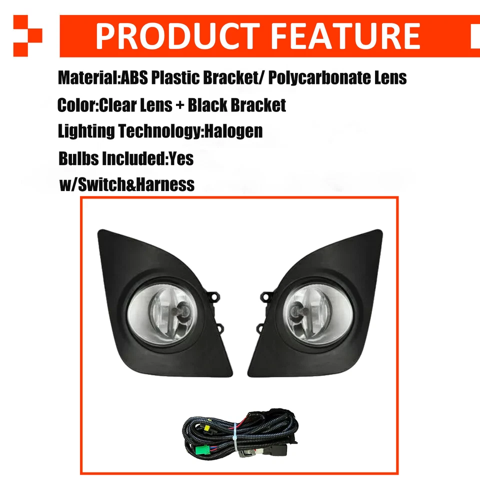 Luces antiniebla delanteras transparentes con interruptor y bombillas Fit 2014-2016 Toyota Corolla L LE Foto 4 de 4