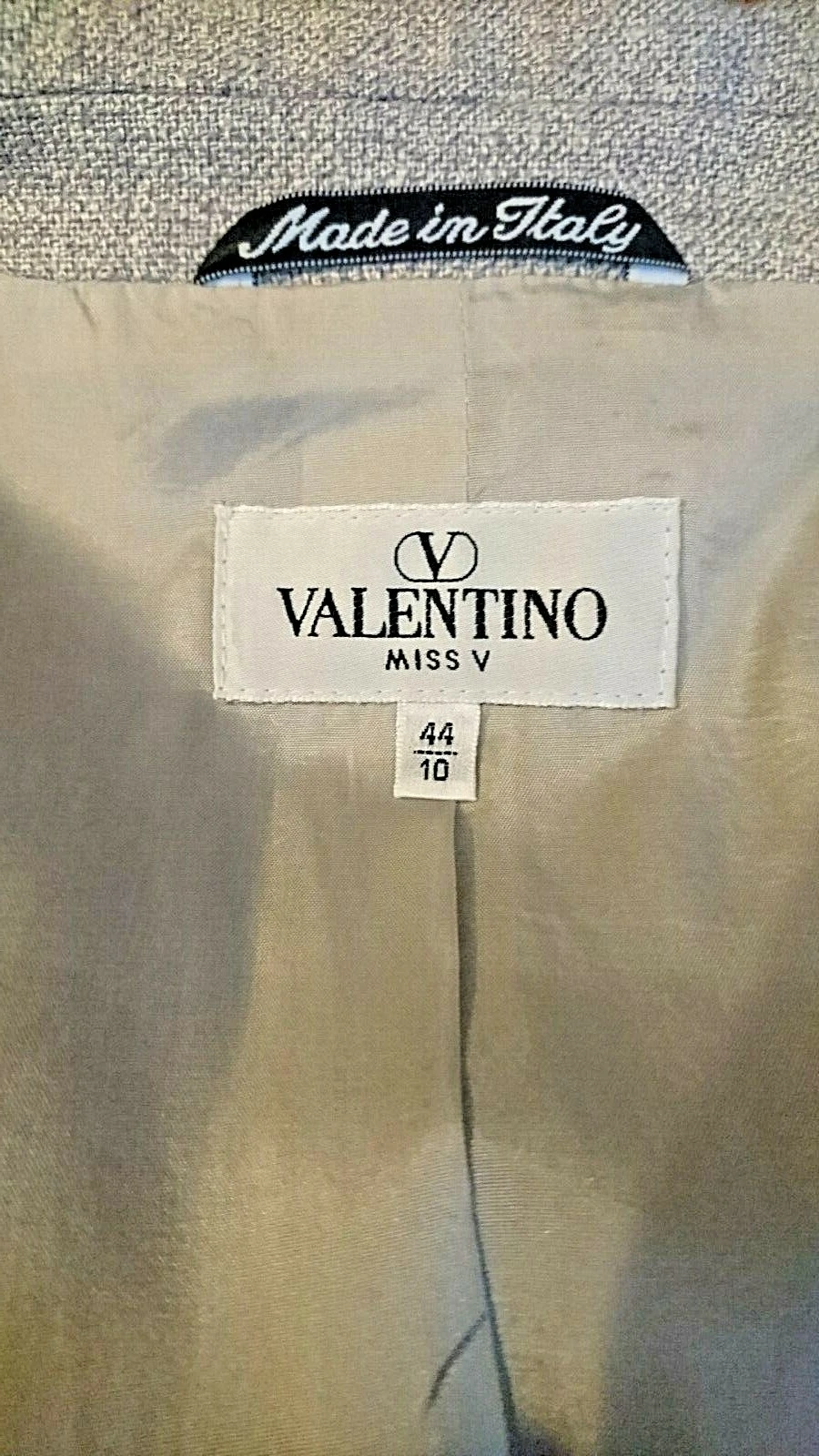 Tuta gonna vintage originale VALENTINO 2 pezzi misto lana grigio chiaro Italia TG 44 10