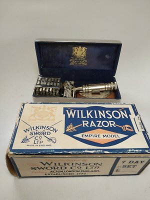 Vintage Wilkinson Sword Co Safety Razor Empire 7 Day Set w/ Chrome