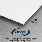 5 Sheet Offer! Lightweight/Budget White Wall Cladding Sheet - 8ft x 4ft x 2.5mm