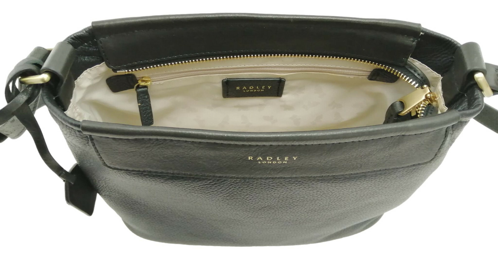 Radley Crossbody Shoulder Bag Black Medium Zip Top Leather Brompton