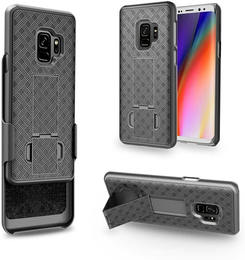 For Samsung Galaxy S9 - HARD HOLSTER KICKSTAND COMBO CASE COVER BELT CLIP BLACK - Image 2 of 4