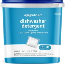 Amazon Basics Dishwasher Detergent Pacs Fresh Scent, 85 Count Pods