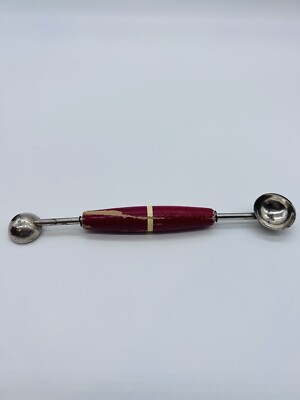 Vintage Melon Baller EKCO A&J 2 Sided With Red Wooden Handle