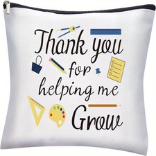 1pc Canvas bag Multipurpose Travel Toiletry Pouch with Zipper Word Jewelry