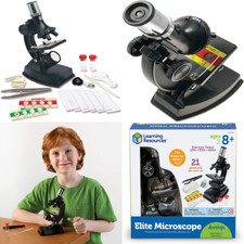 21 PC Beginner Microscope Science Kit For Kids Starter Compound STEM Portable