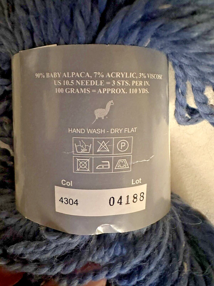 Nuevo Plymouth Hilado Bebé Alpaca Grande Tweed - 4304 Azul Lote 04188 Foto 4 de 4