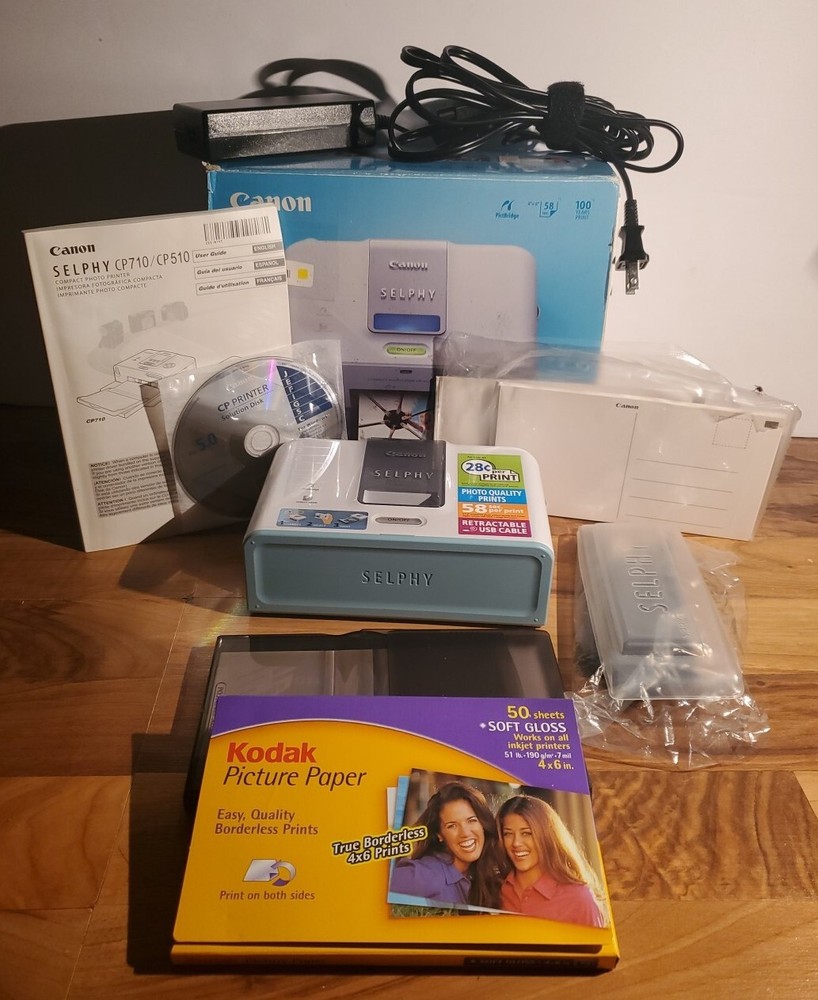 Canon Selphy CP510 4x6 Photo Thermal Printer Extra Kodak Paper Tested Working