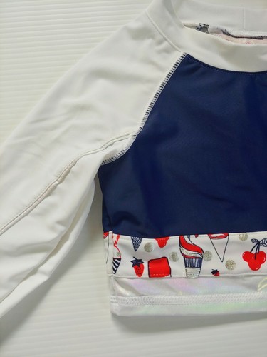 New Tommy Bahama Girls Sz 4 XSmall Rash Guard Swim Suit Set Long Sleeves Blue  - Picture 3 of 5