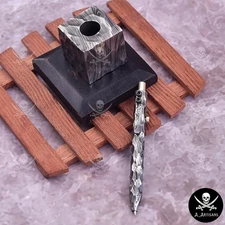 Handmade Damascus Steel Pen with Stand – Luxury Writing Instrument & Best Gift