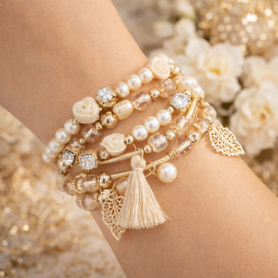 Damen Armband Perlen-Look / Boho-Style 