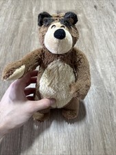 Masha And The Bear Stuffed Animal Plush Embroidered Eyes 10 HTF Brown Bear