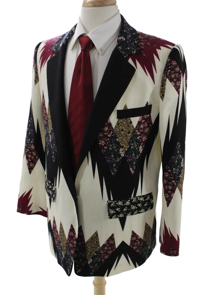 Etro Milano Mens Collared Long Sleeve Button Button Floral Print Blazer White Si - Image 3 of 4