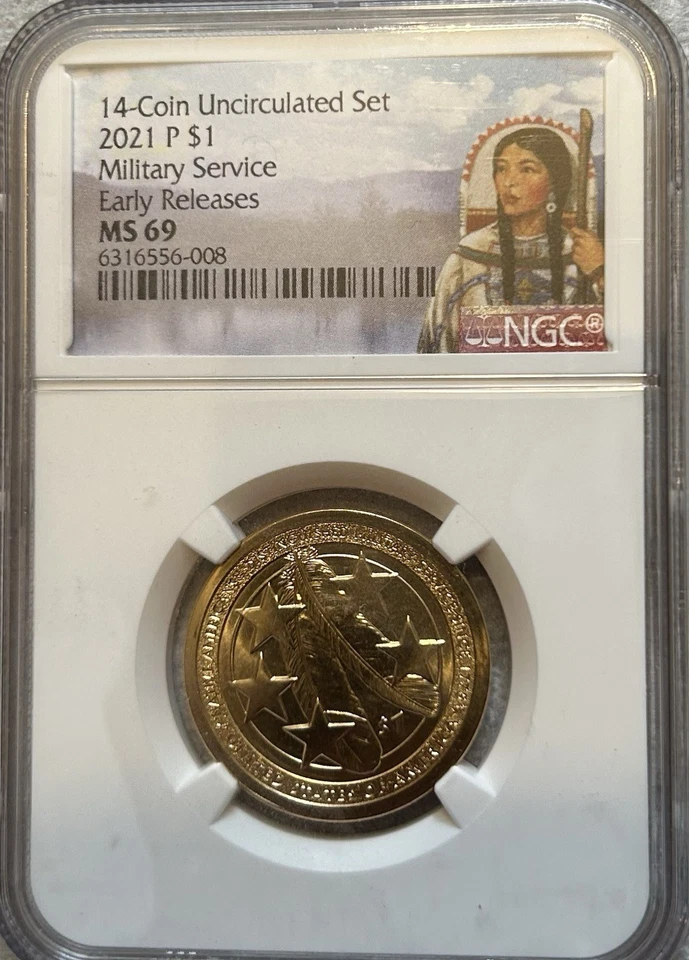 2021 P SACAGAWEA DOLLAR NGC MS69 ER SPOTLESS POP 14 - Image 2 of 4