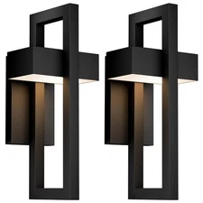 2 Packs Modern Outdoor Wall Lights 3000K Integrated LED Outdoor Wall Sconces ...