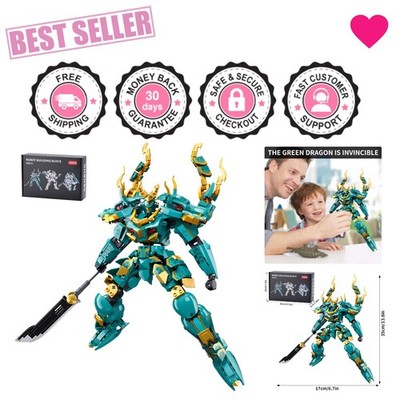 Green Dragon Samurai Mech Robot - 704 Pieces Building Blocks Toy Set for Ages 8+