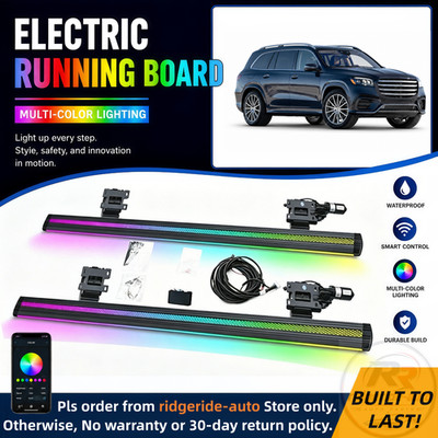 Electric Running Boards W Dual LED Light Fits For Mercedes-Benz GLS 2020-2026