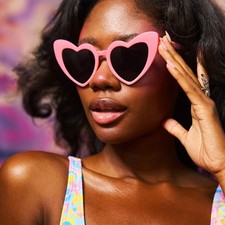Pink Heart-Shaped Sunglasses   Palm Springs Bachelorette Party Bridesmaid Vegas
