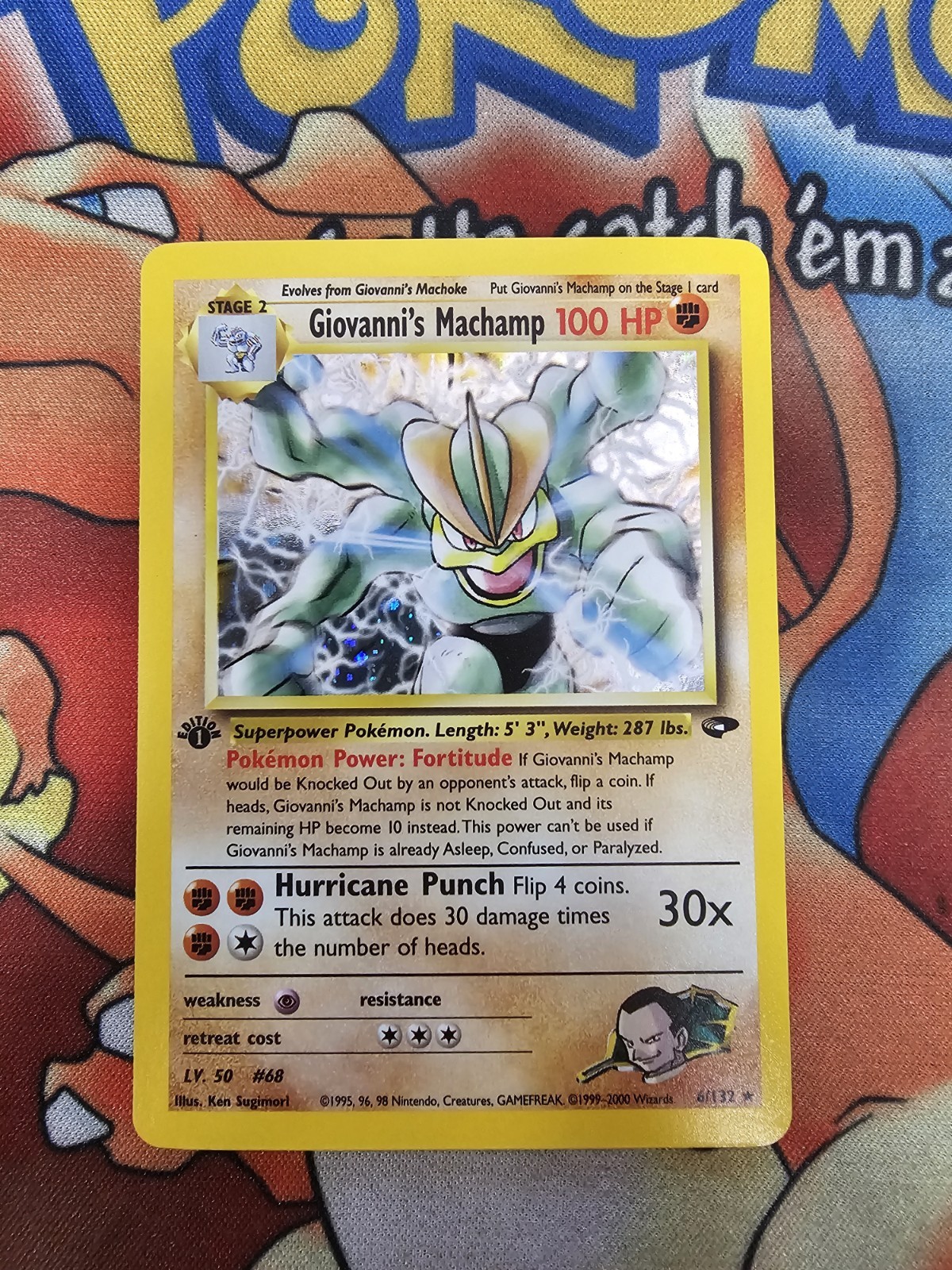 GIOVANNI'S MACHAMP 1ST EDITION HOLO GYM CHALLENGE 6/132 MINT CONDITION