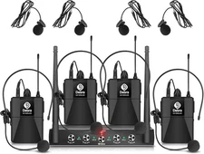D Debra Audio AU400 Pro UHF 4 Channel Wireless Microphone System with Cordless H