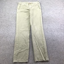 Anthropologie Pants Womens 26 Green Relaxed Chino Straight Leg Twill Casual