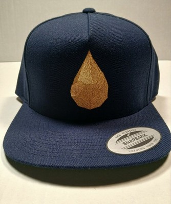 The Classics Yupoong Snapback Hat Navy Blue Gold Droplet Icon Geometric Flat...