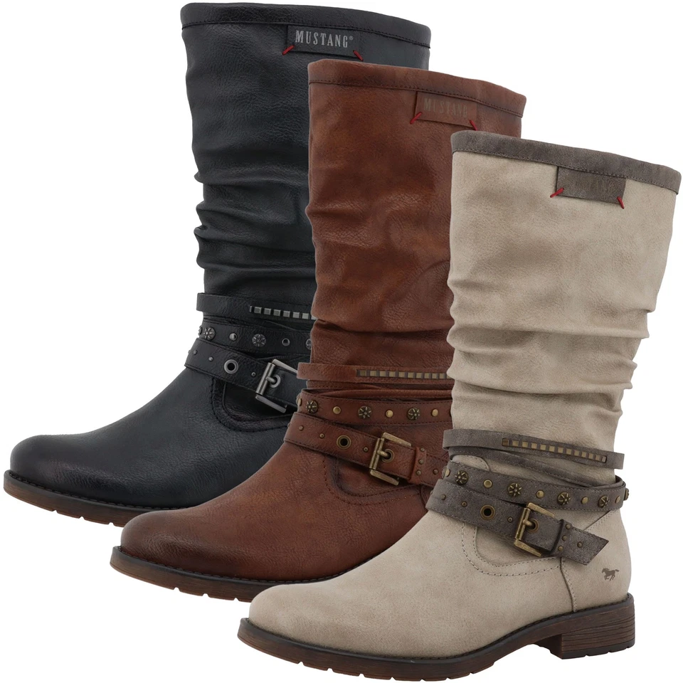 Mustang Bottes Pour Femmes Avec Sangles, Clous Et Boucle 15M0052003 - Photo 1/1