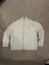 Fred Perry 100% Lambswool Cardigan Full Zip Cable Knit Mens XL Extra Large