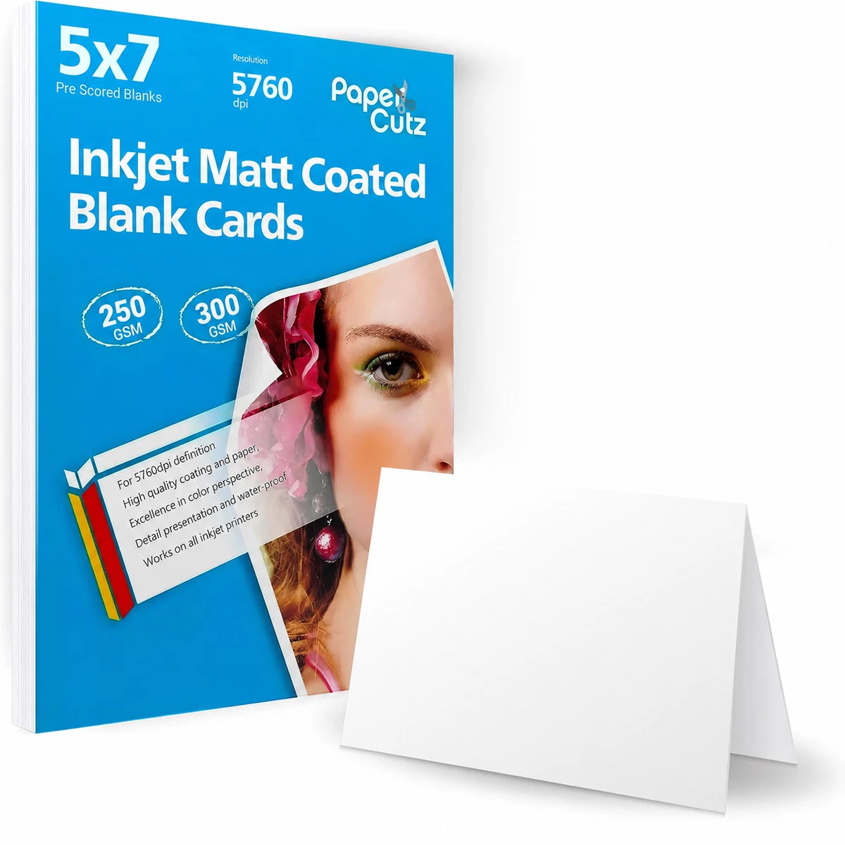 Tarjetas en blanco mate de inyección de tinta PAPERCUTZ 250 y 300 GSM tarjetas de felicitación pre-puntuadas