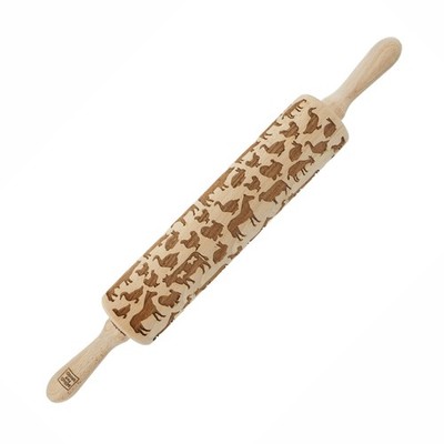 MoodForWood Nudelholz aus Holz, graviert, 43 cm mit Griffen, perfekt zum Backen 