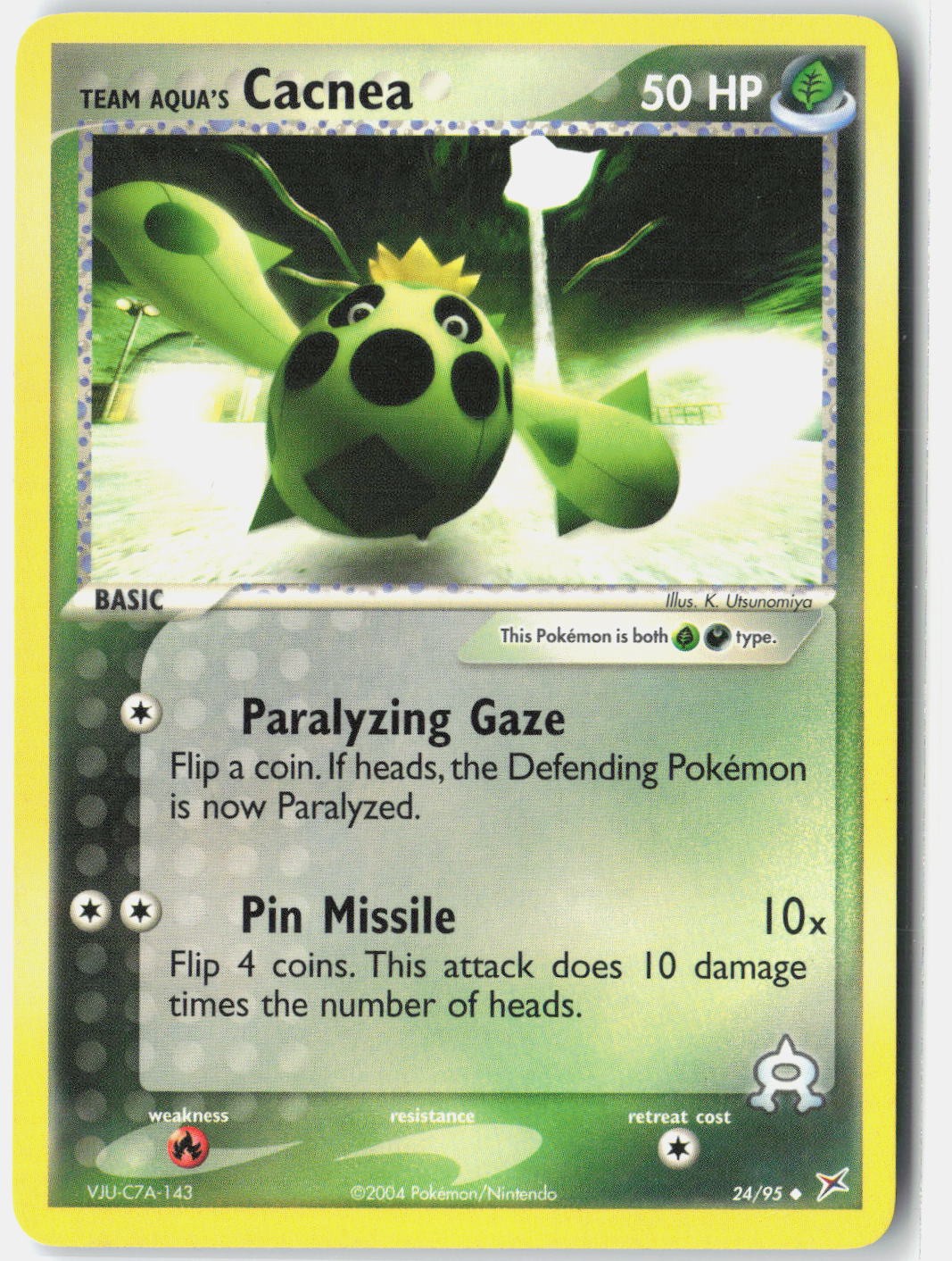 Team Aqua's Cacnea Team Magma vs Team Aqua 24/95 Pokemon Card