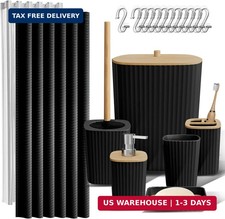 Clara Clark Black Bathroom Set, Shower Curtain Set, Bathroom Accessory Set
