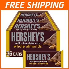 HERSHEY'S Milk Chocolate with Whole Almonds Candy Bars, 43G 36 Count