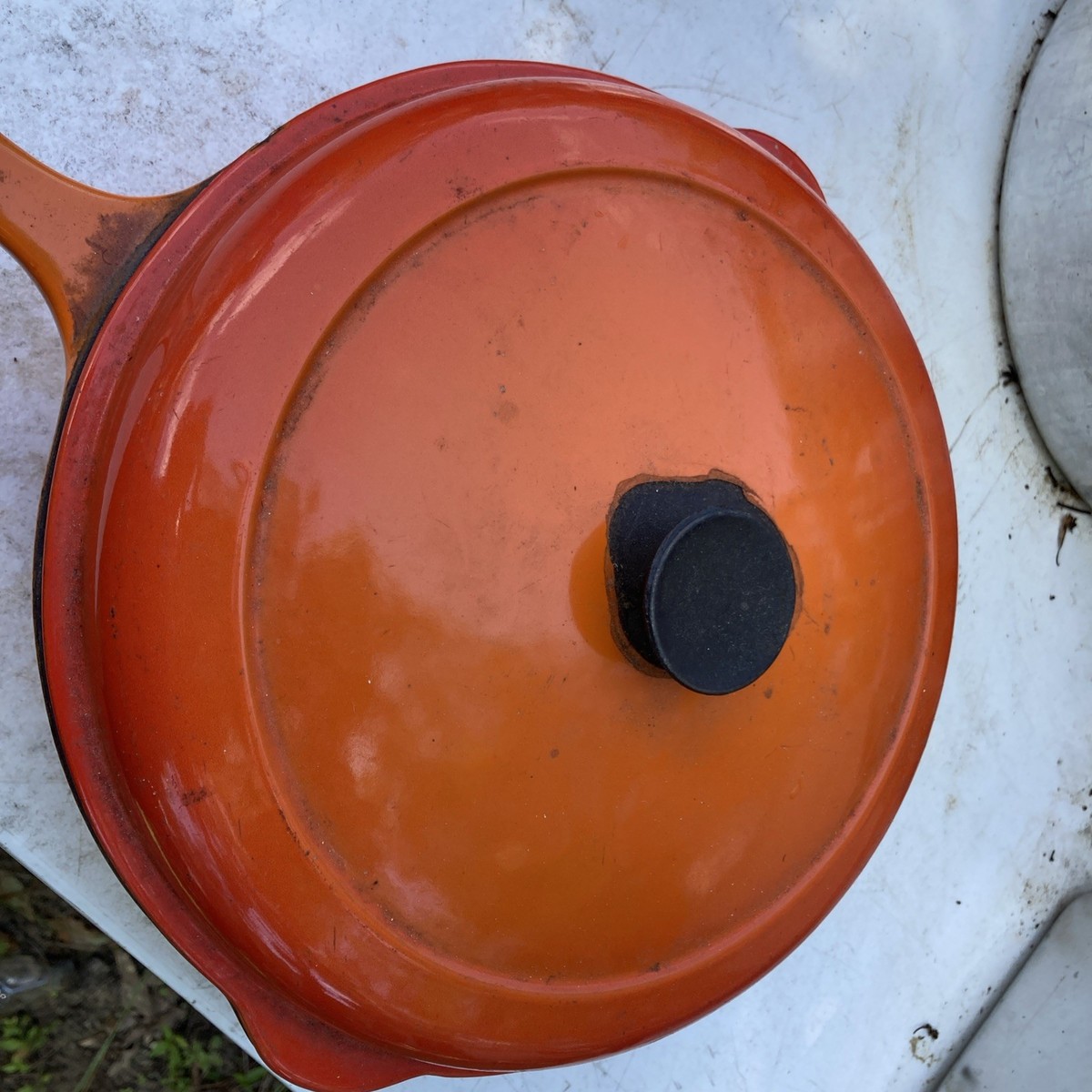 Cocotte Poêle 2-en-1 Le Creuset Cassadou En Fonte Orange Vintage (22 Cm)