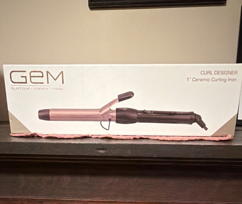 GEM 1" Ceramic Curling Iron Gold Black Power Indicator Swivel Cord Non-Slip Rest