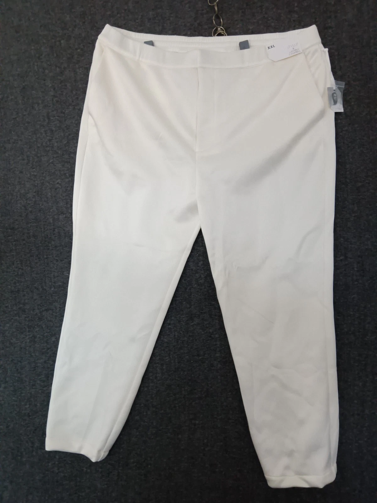 Stylus X Ladarius Campbell Ivory Flat Front Pants Men Stretch Back Elastic XXL