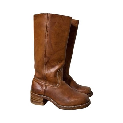 Vtg 80s Frye Campus Boots Women 7 Brown Square Toe Distressed G2U