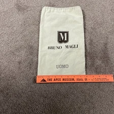 Bruno Magli Dust Bag 13.5"x 8.75" Logo Beige Brown Cinch Top Shoe Travel Packing