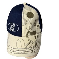 Disney Mickey Mouse Hat Cap Adjustable Size Adult Navy Blue Tan Baseball Cap